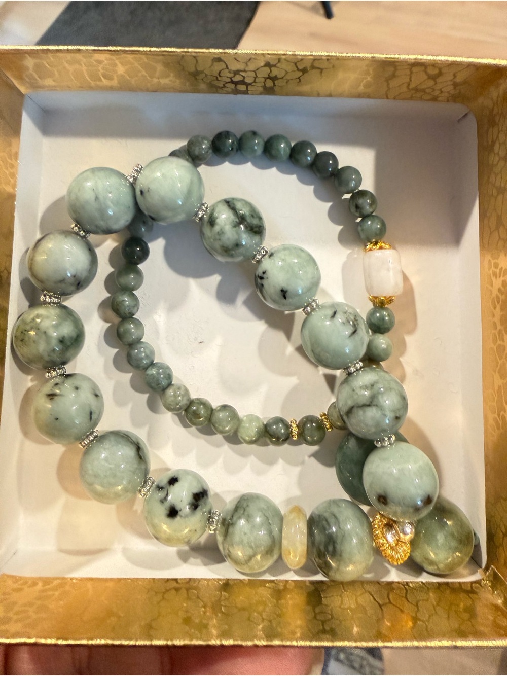 Luxury Green Jade Beaded Bracelet Set